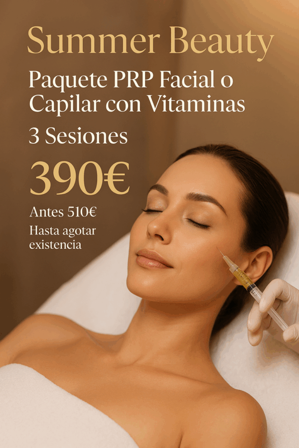 Paquete PRP Facial o Capilar con Vitaminas – 3 Sesiones por 390€